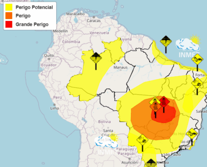 Avisos de vendaval, declínio de temperatura e baixa umidade colocam Dourados em alerta de hoje a domingo, segundo o Instituto Nacional de Meteorologia (Inmet).  (Reprodução)
