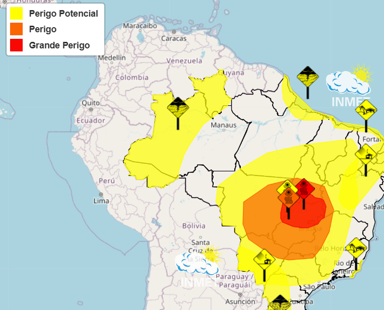 Avisos de vendaval, declínio de temperatura e baixa umidade colocam Dourados em alerta de hoje a domingo, segundo o Instituto Nacional de Meteorologia (Inmet).  (Reprodução)