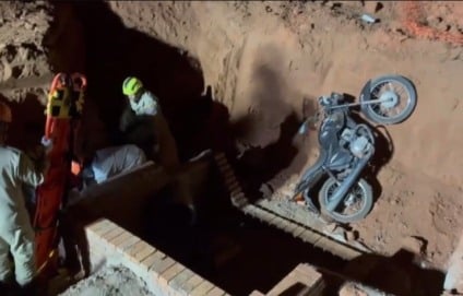 Motociclista cai em vala de obra e fica ferido em Três Lagoas