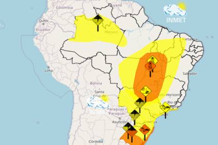 O aviso é de risco com perigo potencial válido de hoje (8) até às 10h desta terça-feira (9). (Reprodução)