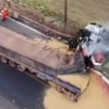 Carretas colidiram na BR-163 - Foto: Reprodução/ Campo Grande Mil Grau