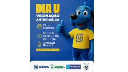 A ação gratuita acontecerá no Bloco 5, das 13h30 às 17 horas e das 19 horas às 21h30, e integra a programação nacional de combate à raiva.  (Divulgação) 
