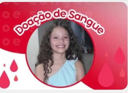 A menina foi diagnosticada com Leucemia Linfoblástica Linfocítica e necessita de transfusões para dar continuidade ao tratamento - Foto/Arquivo de família