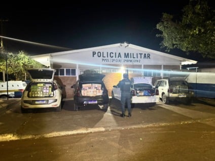 PM apreende veículos com produtos de contrabando e descaminho em Brasilândia