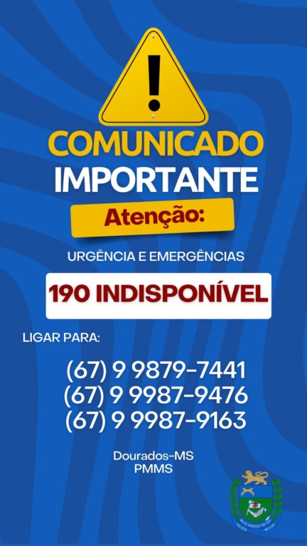 As chamadas de urgência devem ser através dos celulares: 9 9879-7441, 9 9987-9476 e 9 9987-9163. (Divulgação)