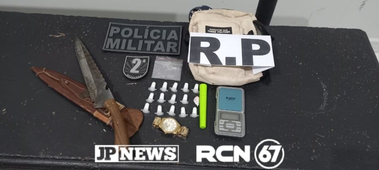 Rádio Patrulha flagra irmãos com 14 pinos de cocaína no bairro Vila Piloto