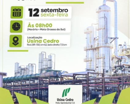 A unidade, quarta do grupo Pedra Agroindustrial, promete movimentar a economia regional com geração de empregos, produção de etanol e energia limpa.  