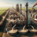 Tanques de etanol e silos de grãos operando em mesma planta industrial.
