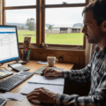 Produtor rural preenchendo declaração de ITR no computador