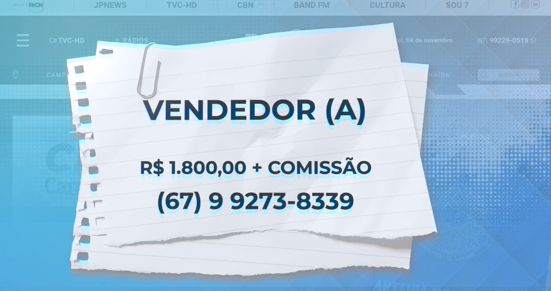 TVC Emprego: confira salários e requisitos para vagas abertas em Três Lagoas - Reprodução / TVC HD.