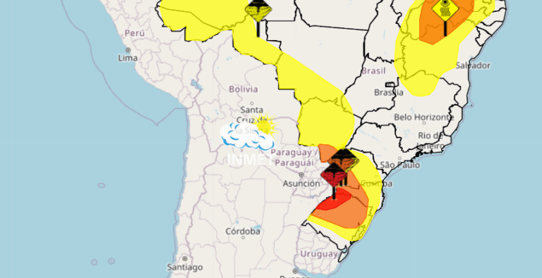 Dourados está com três alertas do Inmet: possibilidades de fortes chuvas, ventos e granizo