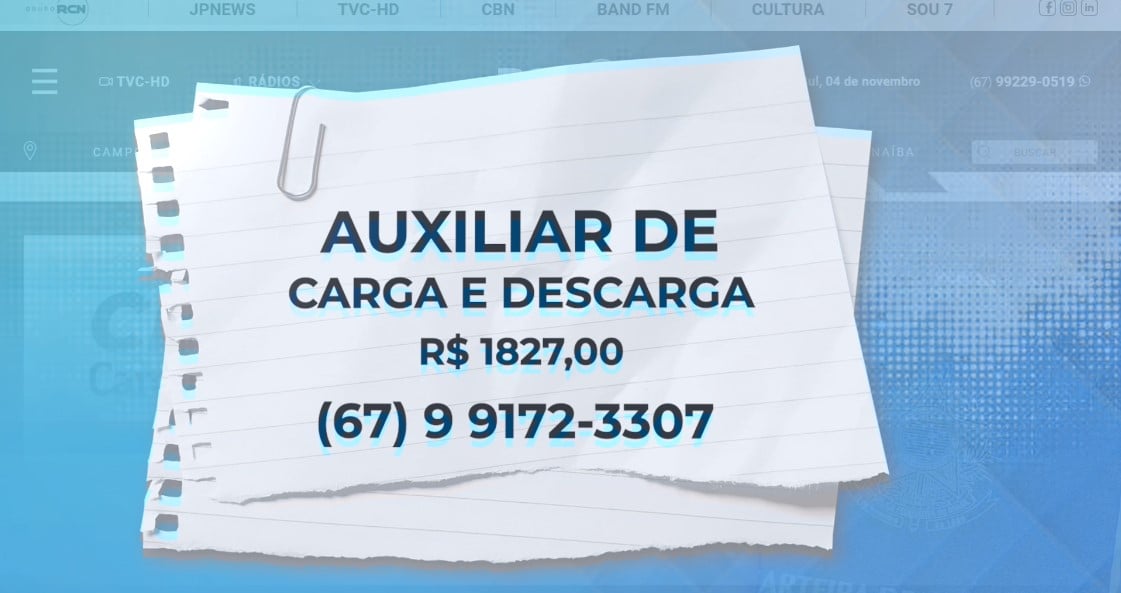 TVC Emprego: confira salários e requisitos para vagas abertas em Três Lagoas - Reprodução / TVC HD.