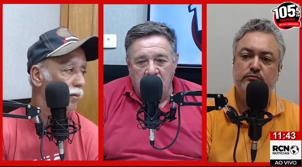 Aquino e Osvaldo, membros da comissão organizadora, na entrevista a Nestor Júnior no RCN Notícias (Foto: Reprodução) 