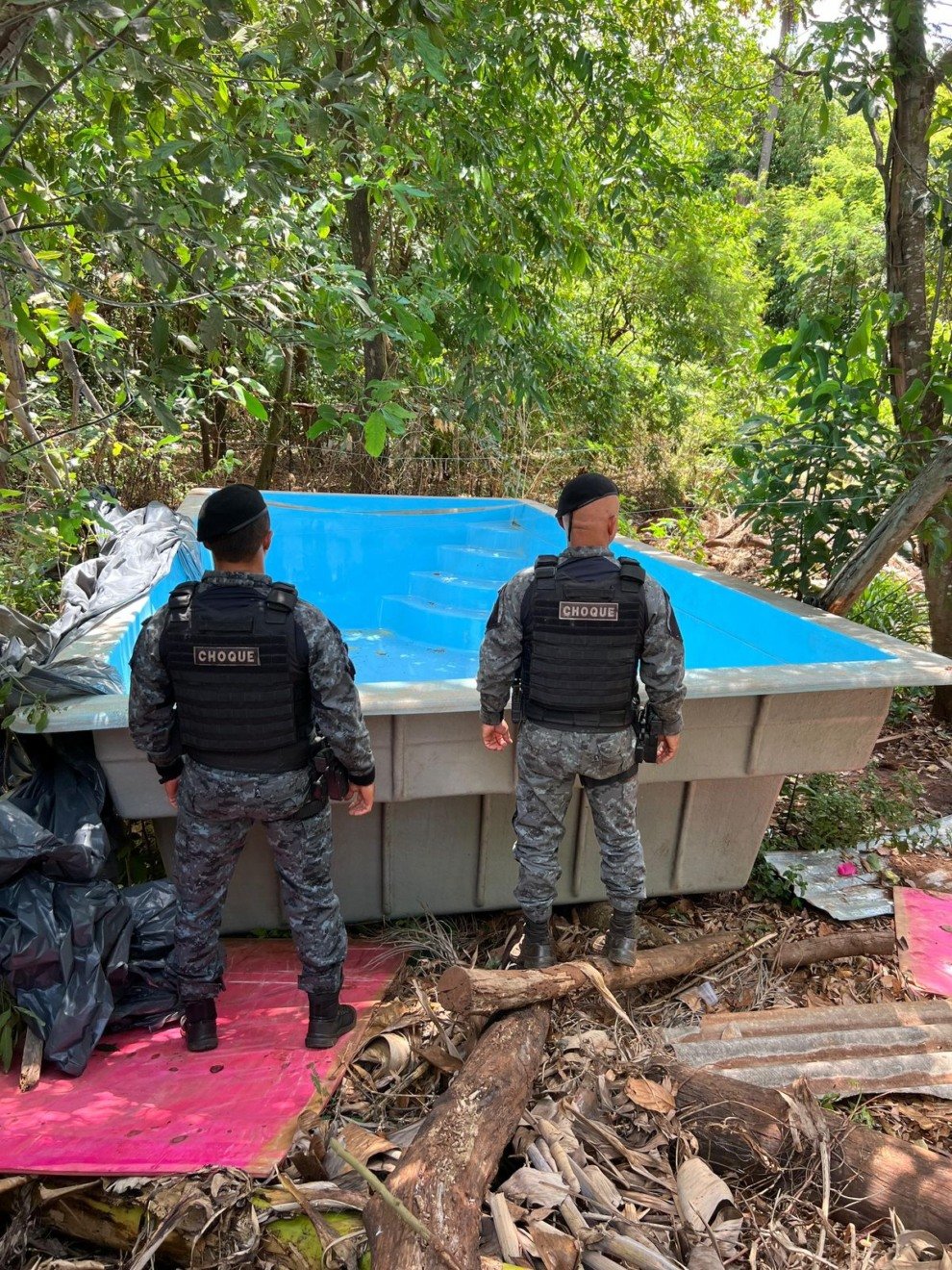 Piscina estava em uma casa de festas no Jardim Colibri - Foto: Divulgação/Batalhão de Choque