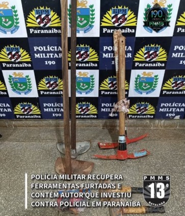 PM de Paranaíba recupera ferramentas furtadas e detém suspeito após resistência à prisão