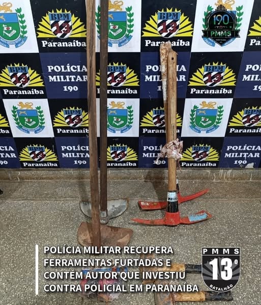 PM de Paranaíba recupera ferramentas furtadas e detém suspeito após resistência à prisão