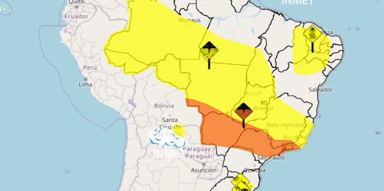 Há previsão de chuva entre 30 e 60 milímetros por hora, podendo chegar a até 100 milímetros por dia. (Reprodução)
