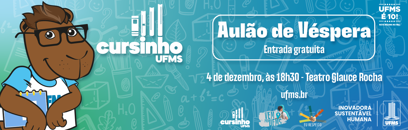 Aulão será realizado no dia 4 de dezembro, no Teatro Glauce Rocha - Foto: Divulgação/UFMS Aulão será realizado no dia 4 de dezembro, no Teatro Glauce Rocha - Foto: Divulgação/UFMS