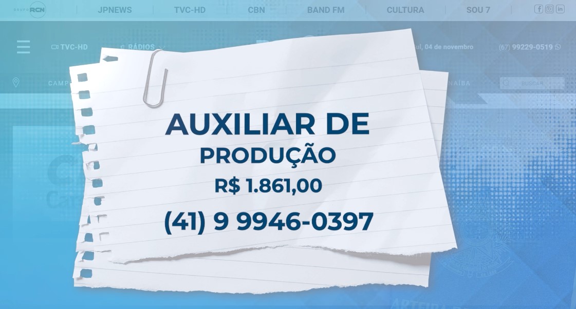 TVC Emprego: confira salários e requisitos para vagas abertas em Três Lagoas - Reprodução / TVC HD.