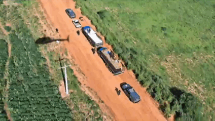 Buscas foram realizadas na região com apoio do helicóptero da unidade e com policiais da CGPA, porém nenhum suspeito foi localizado.  / Foto: DOF/Divulgação