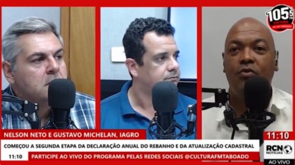 Nelson e Gustavo, em entrevista ao vivo com Mauro Silva, no RCN Notícias (Foto: Reprodução)