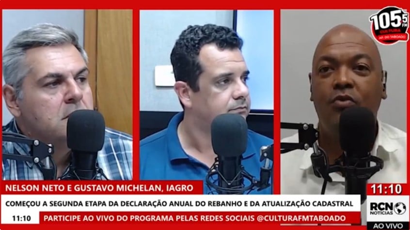 Nelson e Gustavo, em entrevista ao vivo com Mauro Silva, no RCN Notícias (Foto: Reprodução)