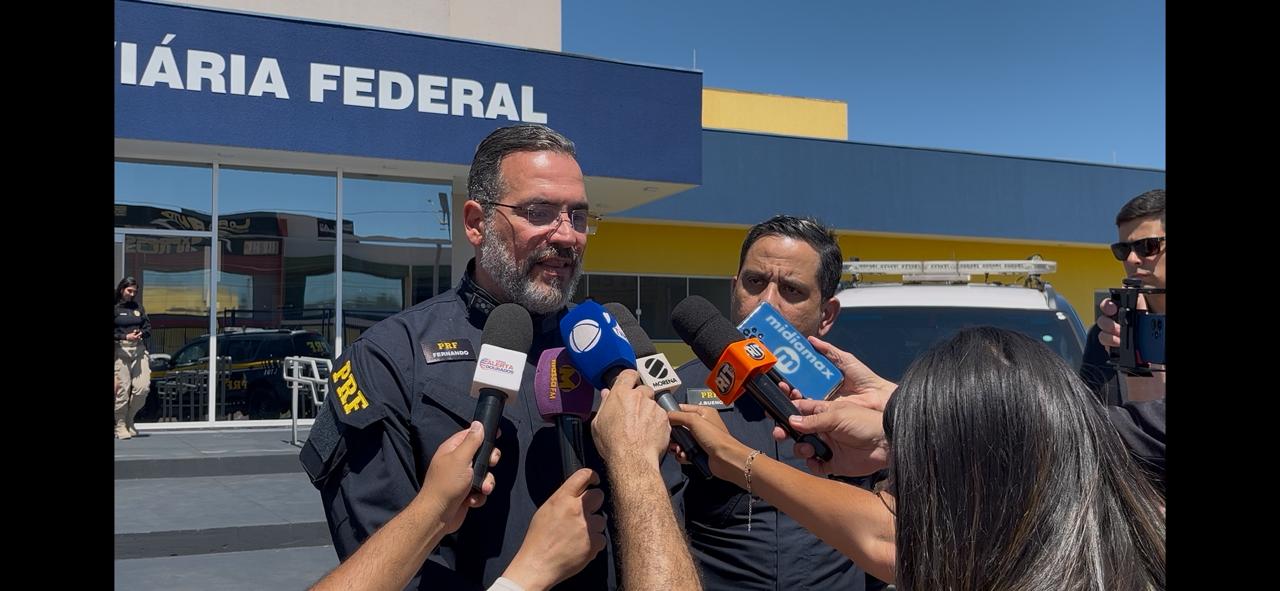 Diretor-geral da PRF, Antônio Fernando Souza Oliveira e o superintendente da PRF em MS, João Paulo Pinheiro Bueno 
(Fotos: Jhonatan Xavier)