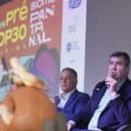 Painel da COP30 com mapa de políticas de Carbono Neutro de MS em exibição