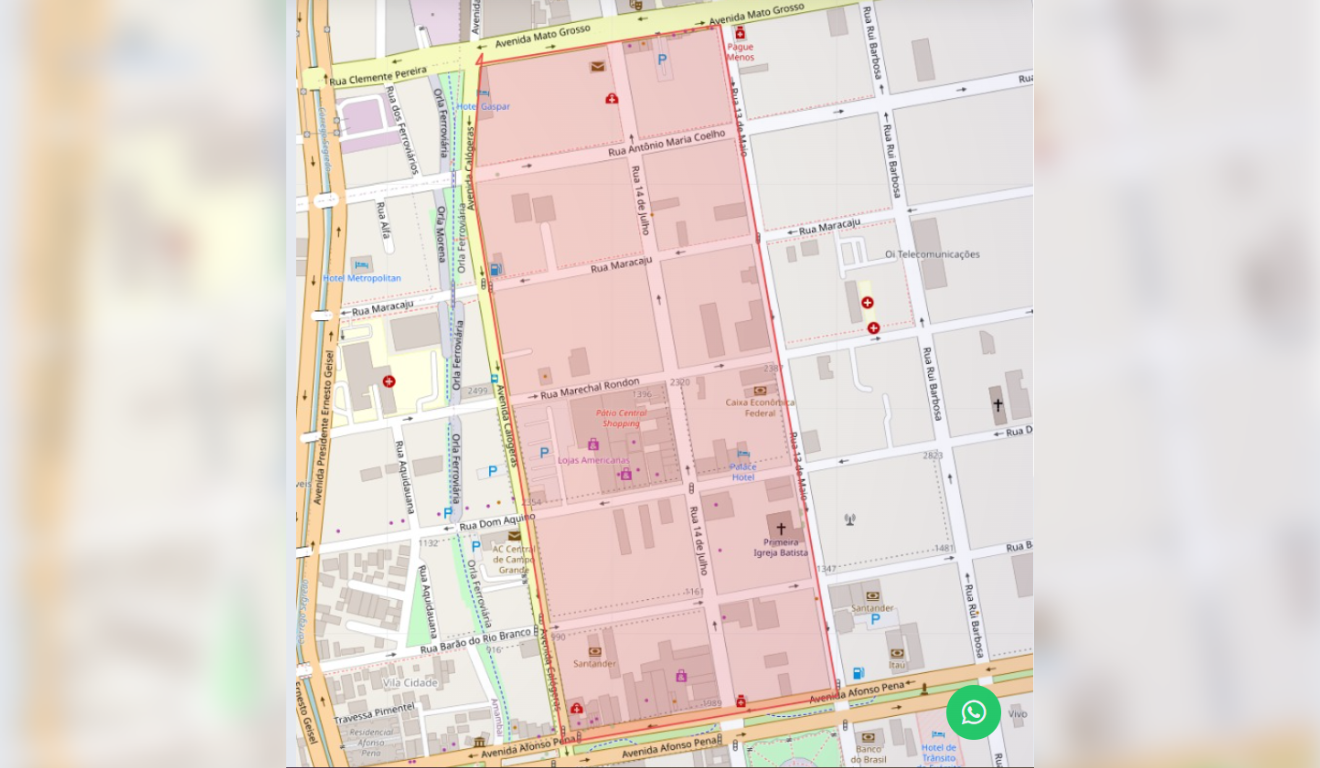Quadrilátero central de Campo Grande(Foto: Reprodução/ CDL-CG)