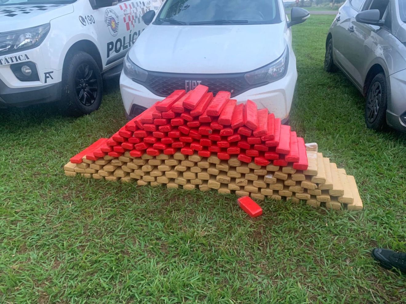 Suspeitos foram abordados durante uma operação da Força Tática que monitorava a divisa entre os estados de SP e MS. Foto: Divulgação/PM de Castilho.