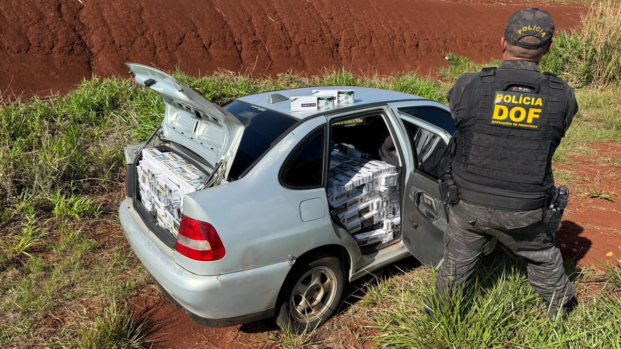 Veículo, carga e o preso foram encaminhados à Delegacia da Polícia Federal em Dourados / Foto: DOF/Divulgação