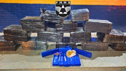 Droga apreendia foi avaliada em R$ 485 mil / Foto: BPMRv/Reprodução