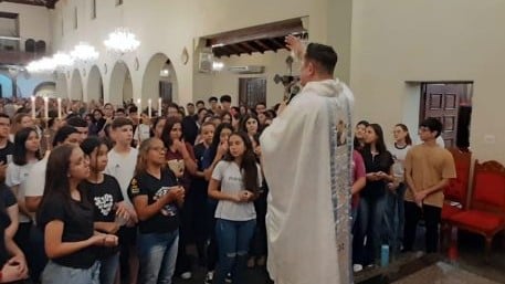 Benção das canetas já é tradição no Santuário (Foto: Reprodução/ Assessoria)