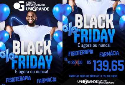 De R$ 399 por R$ 139,65: Fisioterapia e Farmácia com parcelas fixas até o fim na Black Unigrande!