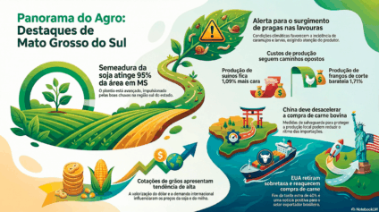 A edição desta segunda-feira, 24 de novembro do programa Agro é Massa, trouxe informações cruciais sobre o desenvolvimento da safra, custos de produção e a política de concessões ferroviárias.