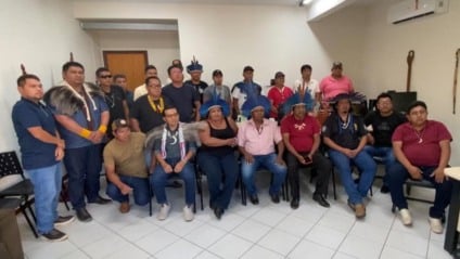 Mobilização realizada, segunda-feira (10), na sede da Funai de Campo Grande (Foto: Reprodução/ Assessoria) 