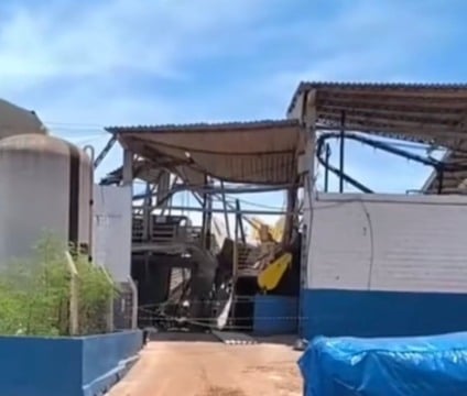 Desabamento de teto em indústria deixa um morto e feridos em Dourados. (Foto: Reprodução/Sidnei Bronka)