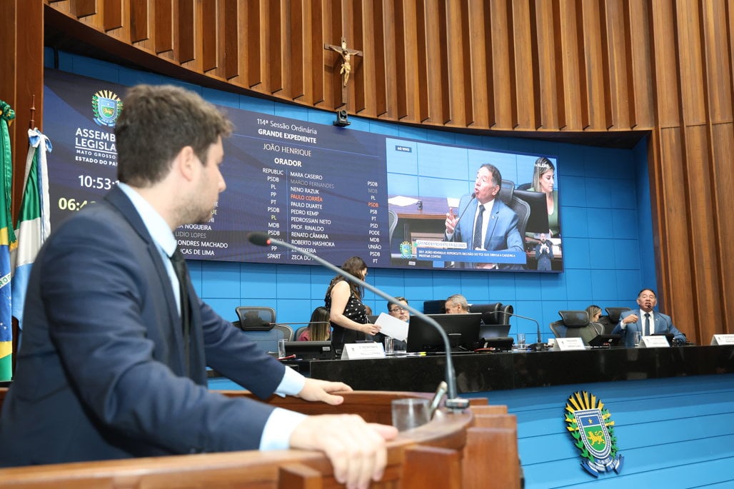 Deputado João Henrique discursa no plenário da Alems sobre fiscalização da Cassems