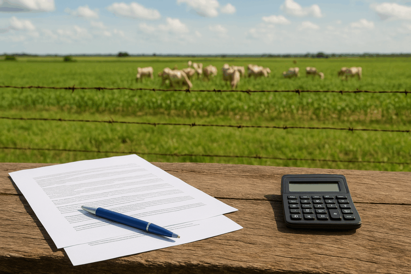 Legislação agrária, contratos de trabalho e crédito mais seletivo compõem um novo cenário jurídico e econômico para o produtor rural - Foto: Gerada por IA/ Arthur Ayres Portal RCN67