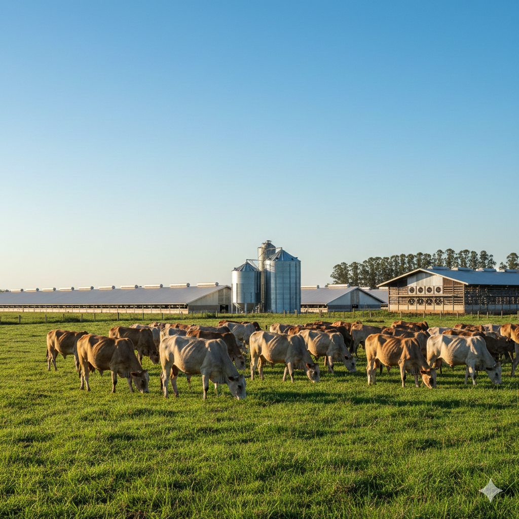 Menor oferta de boi e expansão de aves e suínos devem marcar o novo ciclo da pecuária brasileira - Foto: Gerada por IA/ Arthur Ayres Menor oferta de boi e expansão de aves e suínos devem marcar o novo ciclo da pecuária brasileira - Foto: Gerada por IA/ Arthur Ayres