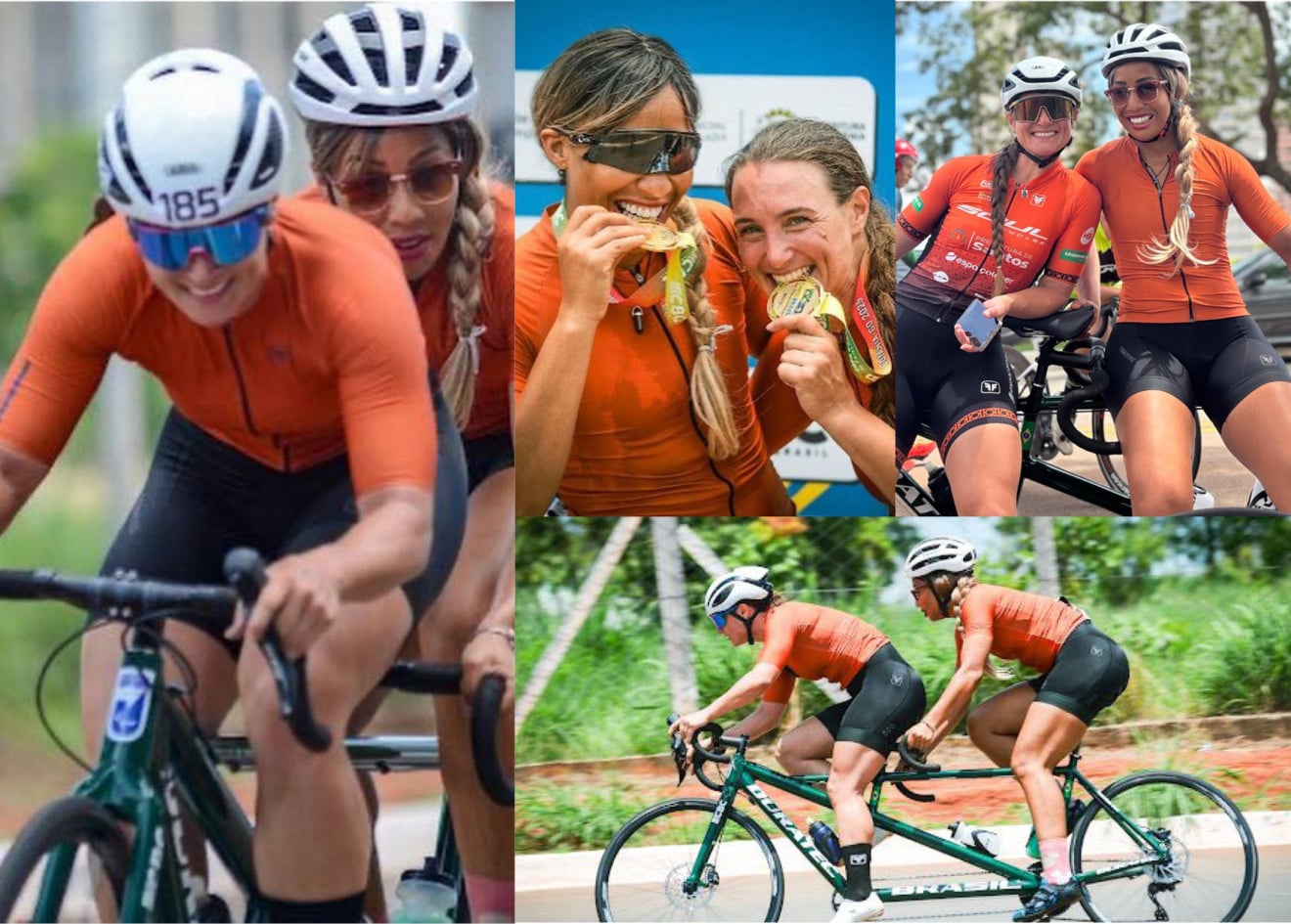 Bike é adaptada para duas pessoas, mas quem faz a força é o paratleta que vai atrás Bike é adaptada para duas pessoas, mas quem faz a força é o paratleta que vai atrás