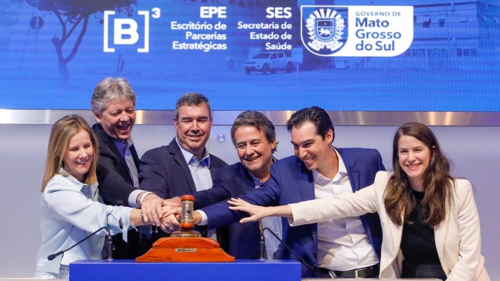 Equipe do governo acompanhou a disputa na Bolsa de São Paulo (Foto: Reprodução/ Governo de MS)