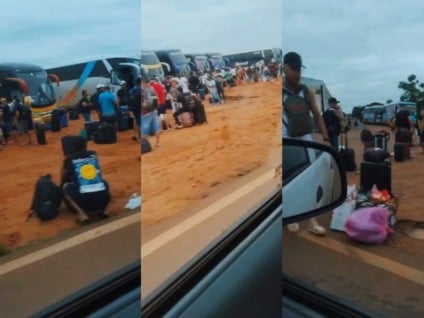 Movimentação revela embarque de trabalhadores de usina solar - Foto/Ouvinte Rádio Cultura FM Paranaíba