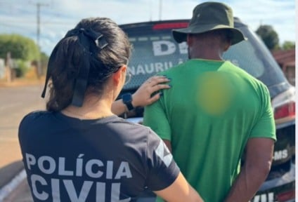 Homem foi localizado e preso em uma propriedade rural no município de Anaurilândia / Foto: PCMS/Divulgação