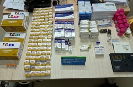 Canetas emagrecedoras, ampolas e outros medicamentos sem registro foram apreendidos durante fiscalização da Vigilância Sanitária nos Correios, em Campo Grande - Foto: Divulgação/Governo de MS