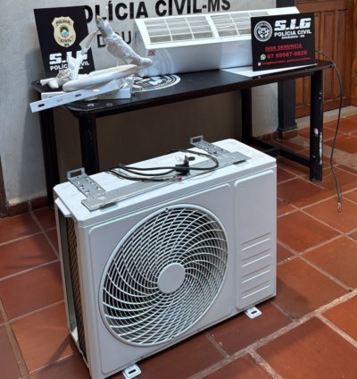 Segundo informações da polícia, o equipamento foi localizado instalado e em funcionamento na residência do autor, que confessou o furto. (Foto: Divulgação/PCMS)
