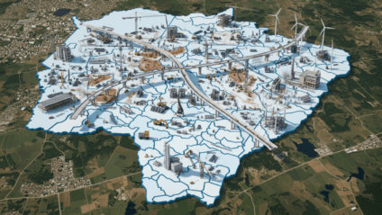 Rodovia estadual em obra com sinalização e uma ponte de concreto ao fundo, em cenário típico de Mato Grosso do Sul.