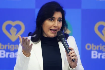 Simone Tebet participa de evento sobre gastos públicos em São Paulo e fala sobre candidatura em 2026