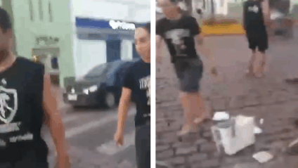 Confusão no centro de Corumbá (Foto: Reprodução/ Rede Social)