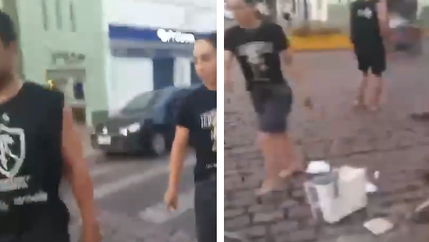 Confusão no centro de Corumbá (Foto: Reprodução/ Rede Social) Confusão no centro de Corumbá (Foto: Reprodução/ Rede Social)